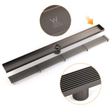 Shower Heads & Screens: Watermark Gun Metal 800mm Strip Fence Linear Shower Grate Floor Drain 50mm Waste