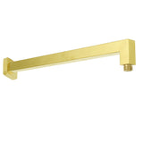 Shower Heads & Screens: WELS Brushed Gold 8" Square Rainfall Shower Head 400mm Long Straight Wall Arm Set
