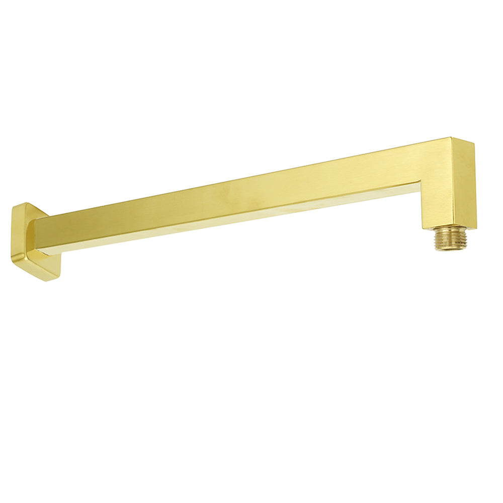 Shower Heads & Screens: WELS Brushed Gold 10" Square Thin Rain Shower Head 400mm Straight Wall Arm Set