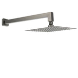 Shower Heads & Screens: Gun Metal 8" Square Large Rainfall Shower Head 400mm Straight Wall Mounted Arm Set