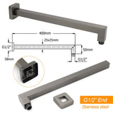 Shower Heads & Screens: Gun Metal 8" Square Large Rainfall Shower Head 400mm Straight Wall Mounted Arm Set