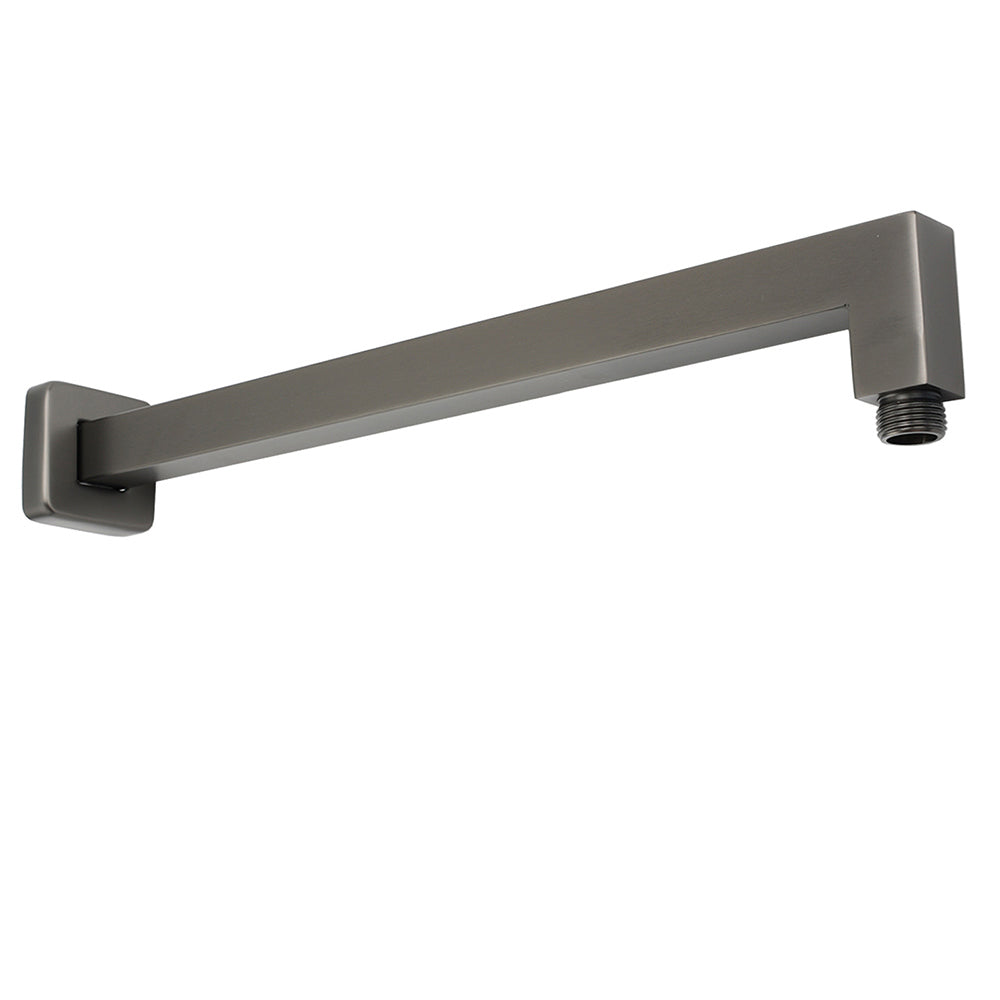 Gun Metal 10" Square Large Rainfall Shower Head 400mm Straight Wall Mounted Arm Set