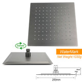 Gun Metal 10" Square Large Rainfall Shower Head 400mm Straight Wall Mounted Arm Set