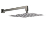 Shower Heads & Screens: Gun Metal 12" Square Large Rainfall Shower Head 400mm Straight Wall Mounted Arm Set