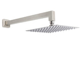 Shower Heads & Screens: Brushed Nickel 8" Square Rainfall Shower Head + 400mm Straight Wall Mount Arm
