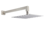Shower Heads & Screens: Brushed Nickel 10" Square Rainfall Shower Head + 400mm Straight Wall Mount Arm