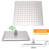 Shower Heads & Screens: Brushed Nickel 10" Square Rainfall Shower Head + 400mm Straight Wall Mount Arm