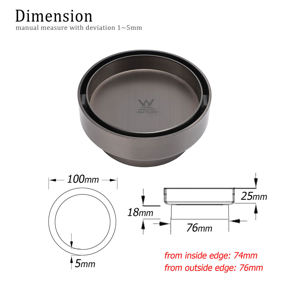 Shower Heads & Screens: Gun Metal Round 100mm Diameter Tile Insert Floor Drain Shower Grate 75mm Outlet