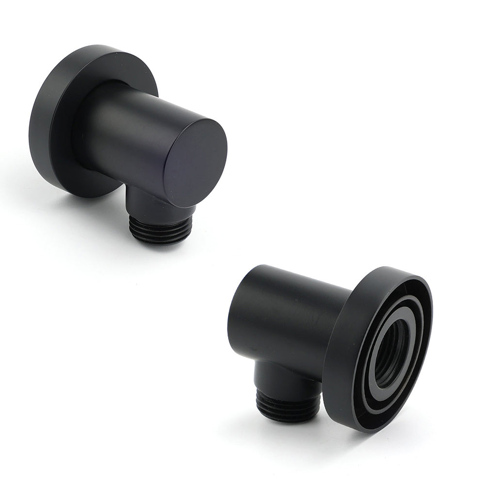 Shower Heads & Screens: Round Brass Black Standard G1/2" Inch End Flexible Shower Elbow Connector Water Inlet