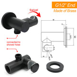 Shower Heads & Screens: Matt Black Brass Hand Shower Bracket Swivel Holder Wall Elbow Connector Water Inlet Kit