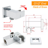 Shower Heads & Screens: Chrome Square Water Inlet Shower Rose Bracket Swivel Holder Wall Elbow Connector G1/2" Thread