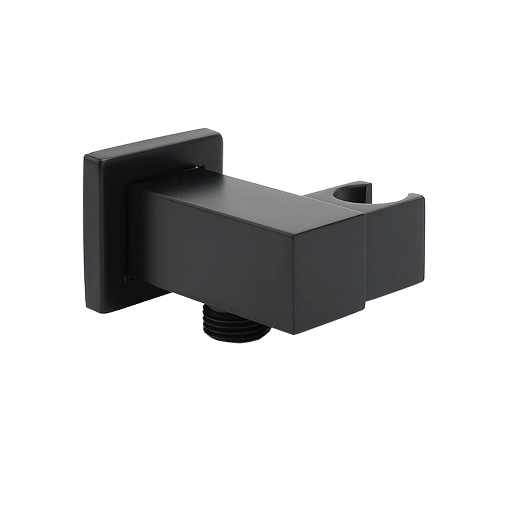 Shower Heads & Screens: Matt Black Square Water Inlet Shower Head Bracket Adjustable Holder Wall Elbow Connector