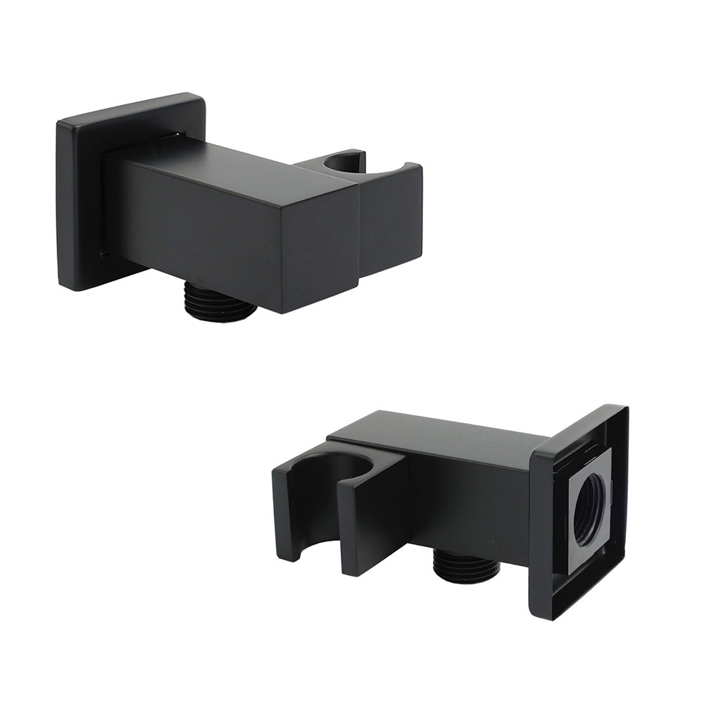 Shower Heads & Screens: Matt Black Square Water Inlet Shower Head Bracket Adjustable Holder Wall Elbow Connector
