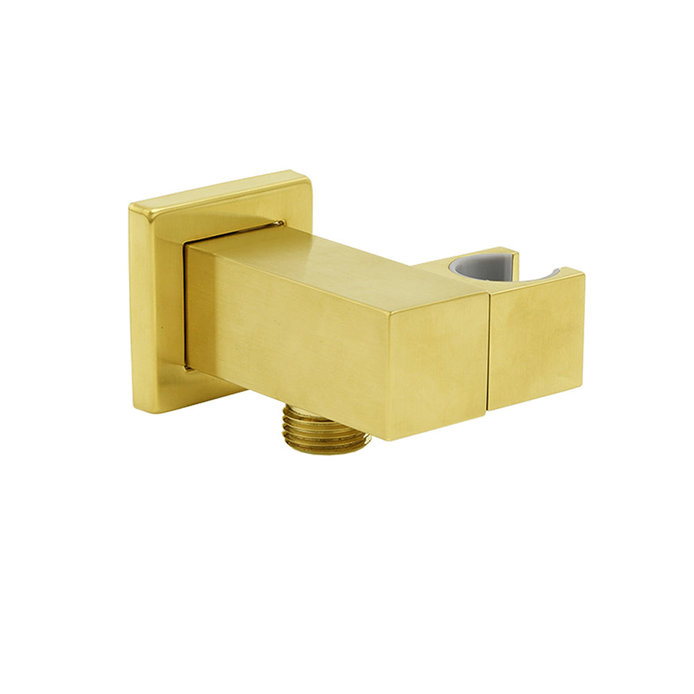 Shower Heads & Screens: Brushed Gold Swivel Shower Head Holder Bracket Wall Inlet Elbow Water Connector 1/2 Inch
