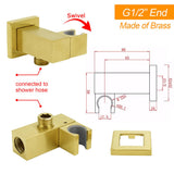 Shower Heads & Screens: Brushed Gold Swivel Shower Head Holder Bracket Wall Inlet Elbow Water Connector 1/2 Inch