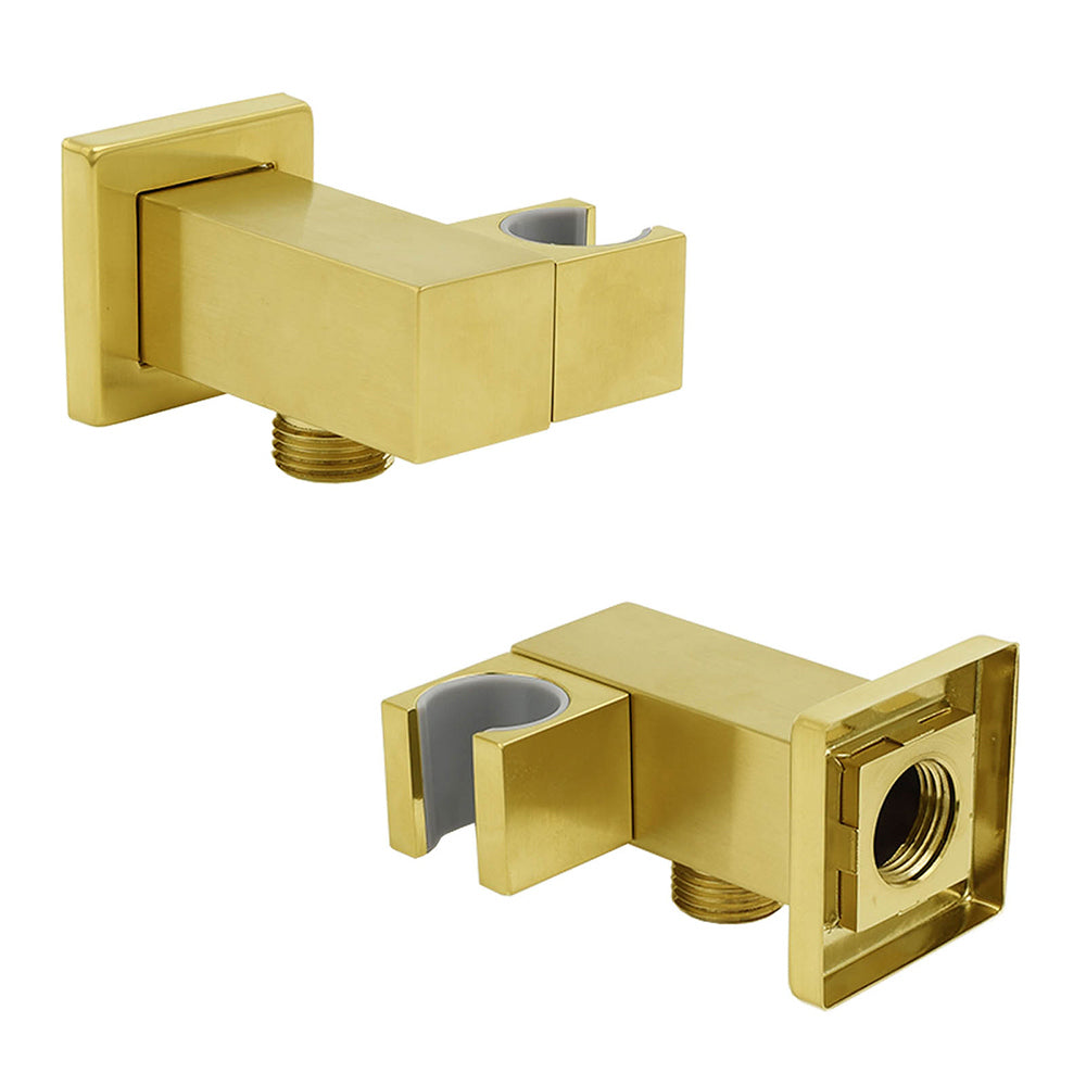 Shower Heads & Screens: Brushed Gold Swivel Shower Head Holder Bracket Wall Inlet Elbow Water Connector 1/2 Inch