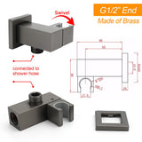 Shower Heads & Screens: Gun Metal Grey Square Shower Head Holder Bracket Inlet Elbow Water Connector Kit