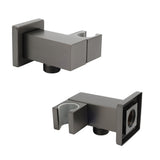 Shower Heads & Screens: Gun Metal Grey Square Shower Head Holder Bracket Inlet Elbow Water Connector Kit