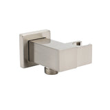 Shower Heads & Screens: Brushed Nickel Square Bracket Flexible Shower Head Holder Wall Connector 1/2" End Thread