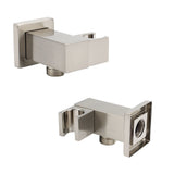 Shower Heads & Screens: Brushed Nickel Square Bracket Flexible Shower Head Holder Wall Connector 1/2" End Thread