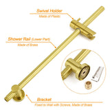 Brushed Gold 2in1 Shower Set 8" Round Head 3 Modes Handheld Sliding Rail Arm + Twin Taps