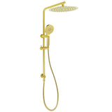 Shower Heads & Screens: Brushed Gold Twin Shower Large Round 12" Rain Head Handheld Silde Wall Rail Arm