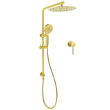 Shower Heads & Screens: Brushed Gold Twin Shower Large Round 12" Rain Head Handheld Silde Wall Rail Arm Small Face Mixer
