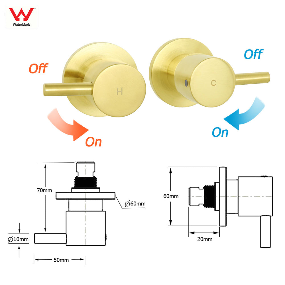 Shower Heads & Screens: Brushed Gold 2in1 Shower Set 8" Round Head Stainless Steel Handheld Sliding Rail Arm + Twin Taps