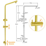 Shower Heads & Screens: WELS Brushed Gold 2in1 Shower Large Round 12" Rain Head Handheld Silde Wall Rail Arm