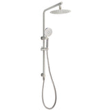 Shower Heads & Screens: Brushed Nickel Dual Shower Set Sliding Rail Arm 8" Round Head Handheld Silver