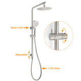 Shower Heads & Screens: Brushed Nickel Dual Shower Set Sliding Rail Arm 8" Round Head Handheld Twin Taps Valve