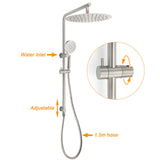 Shower Heads & Screens: Brushed Nickel Dual Shower Set Sliding Rail Arm 12" Round Head Handheld Wall Mixer Valve