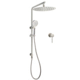 Shower Heads & Screens: WELS Brushed Nickel 2in1 Shower Set Sliding Rail Arm 12" Round Head Handheld Small Face Mixer