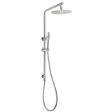 Shower Heads & Screens: WELS Brushed Nickel 2in1 Shower Set Sliding Rail Arm 8" Round Head Stainless Steel Handheld Rose