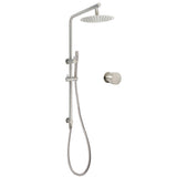 Shower Heads & Screens: Brushed Nickel 2in1 Shower Set Sliding Rail Arm 8" Round Head Metal Handheld Hot Cold Mixer Valve