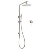 Shower Heads & Screens: WELS Brushed Nickel 2in1 Shower Set Sliding Rail Arm 8" Round Head Metal Handheld Small Face Mixer