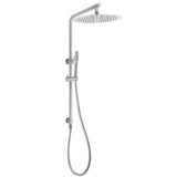 Shower Heads & Screens: WELS Brushed Nickel Dual Shower Set Sliding Rail Arm 12" Round Head Handheld Rose Combo