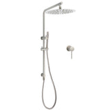 Shower Heads & Screens: WELS Brushed Nickel Dual Shower Set Sliding Rail Arm Large 12" Round Head Handheld Small Face Mixer