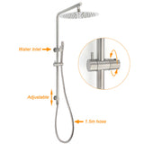 Shower Heads & Screens: WELS Brushed Nickel Dual Shower Set Sliding Rail Arm Large 12" Round Head Handheld Small Face Mixer