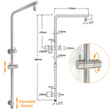 Shower Heads & Screens: WELS Brushed Nickel Dual Shower Set Sliding Rail Arm Large 12" Round Head Handheld Small Face Mixer
