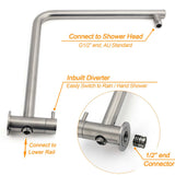 Shower Heads & Screens: WELS Brushed Nickel Dual Shower Set Sliding Rail Arm Large 12" Round Head Handheld Small Face Mixer