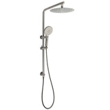Shower Heads & Screens: WELS Gunmetal Round 10" Twin Shower Head 3 Modes Handheld Slide Rail Diverter Arm
