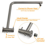 Shower Heads & Screens: WELS Gun Metal Round 10" 2in1 Shower Head 3 Modes Handheld Slide Rail Arm Twin Taps