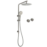 Shower Heads & Screens: WELS Gun Metal Round 10" Twin Shower Head 3 Modes Handheld Slide Rail Hot Cold Taps Set