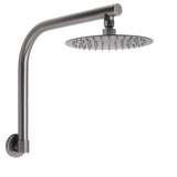 Shower Heads & Screens: Gun Metal Round 8" Rainfall Shower Head + High Rise Gooseneck Wall Arm Bath Set