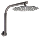 Shower Heads & Screens: Gun Metal Round 10" Rainfall Shower Head + High Rise Gooseneck Wall Arm Bath Set