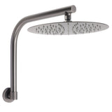 Shower Heads & Screens: Gun Metal Round 12" Rainfall Shower Head + High Rise Gooseneck Wall Arm Bath Set