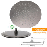 Shower Heads & Screens: Gun Metal Round 12" Rainfall Shower Head + High Rise Gooseneck Wall Arm Bath Set