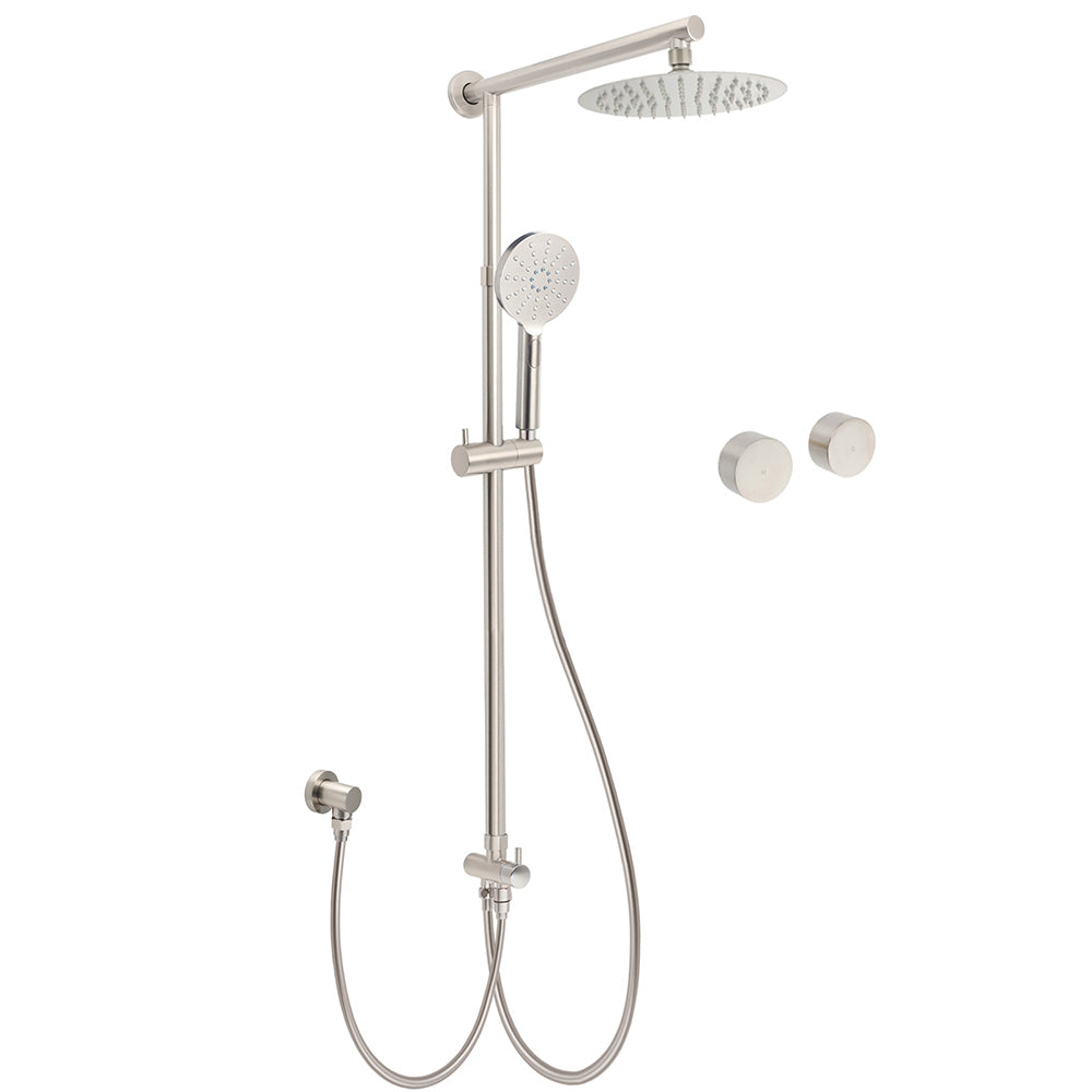 Brushed Nickel Round 8" SUS Rain Head Shower Handheld Sliding, Chrome