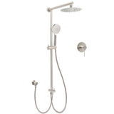 Shower Heads & Screens: Brushed Nickel Round 8" Rain Head Shower Handheld Sliding Rail Arm Mixer 2in1 Set